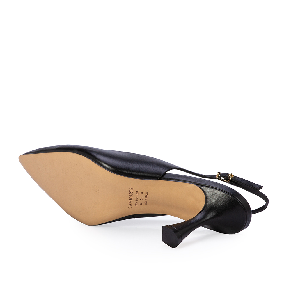 SCARPIN SLINGBACK PRETO DE COURO image number 3