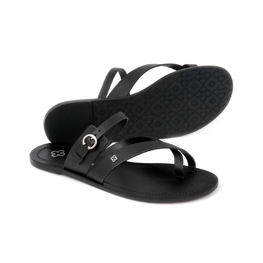 CHINELO RASTEIRA PRETO DE COURO TIRAS image number 3