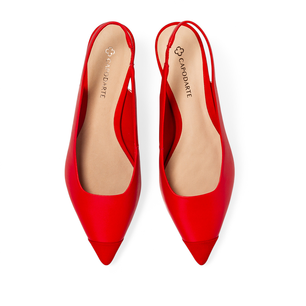 SCARPIN SLINGBACK DE COURO NOBUCK VERMELHO RUBI image number 4