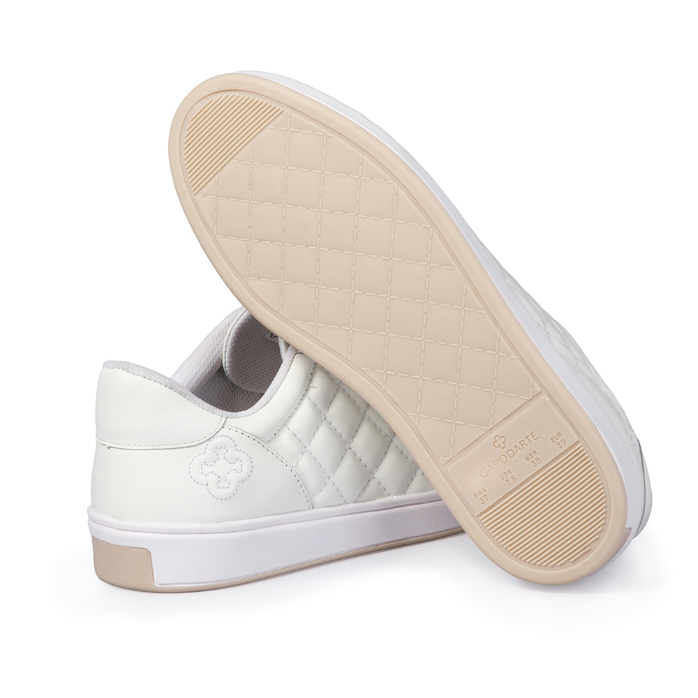 T&Ecirc;NIS FEMININO BRANCO DE COURO AMARRA&Ccedil;&Atilde;O MATELASS&Ecirc; image number 3