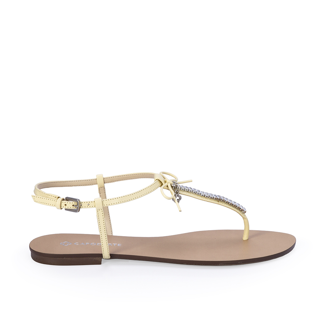 SANDÁLIA RASTEIRA CREME BRULLE DE COURO LAÇO image number 0