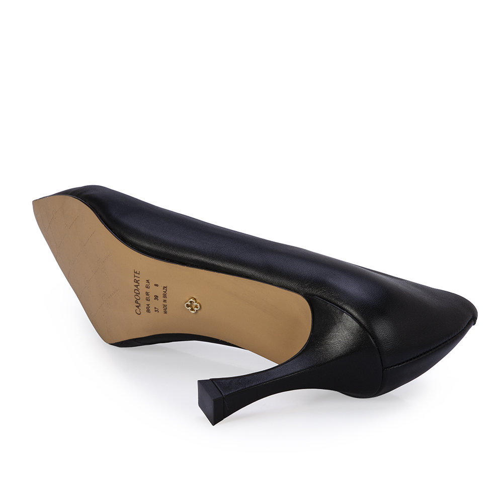 SCARPIN SALTO ALTO PRETO DE COURO image number 3