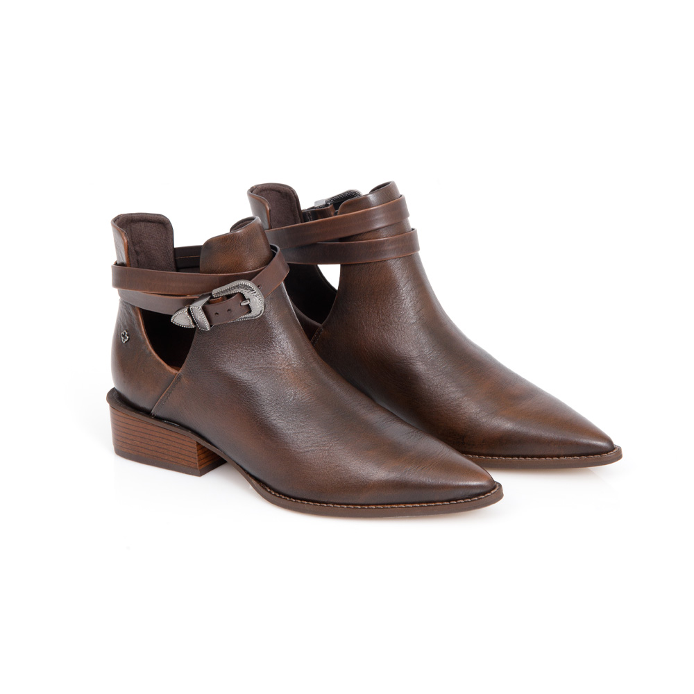BOTA CANO CURTO DE COURO MARROM TOBACCO image number 1