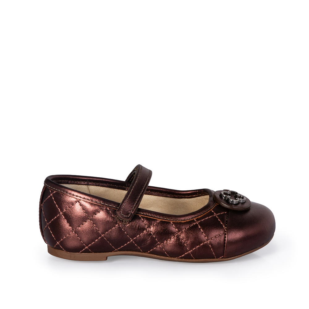 SAPATILHA BEB&Ecirc; MARROM MATELASS&Ecirc; DE COURO COM VELCRO CATHERINE image number 0