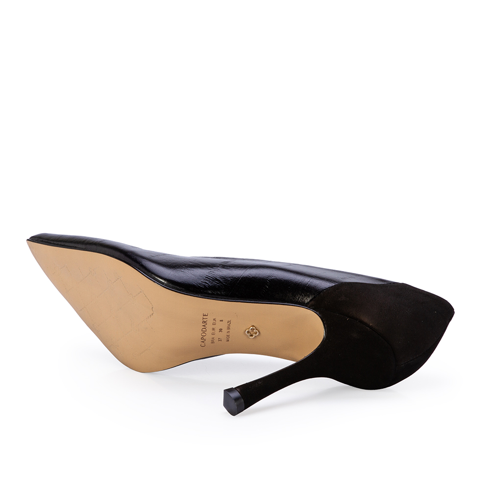 SCARPIN PRETO SALTO ALTO DE COURO image number 3