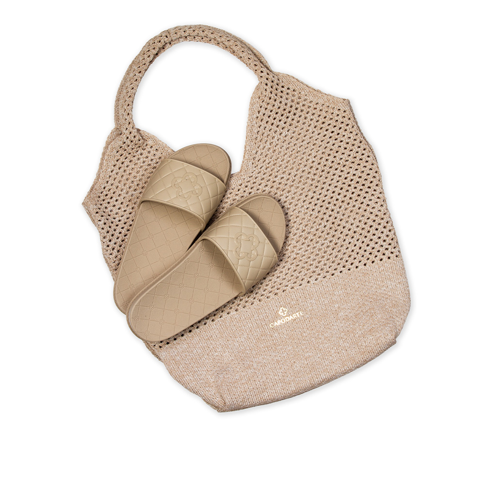 KIT CHINELO SLIDE NUDE + BOLSA KNIT MESCLADO image number 0