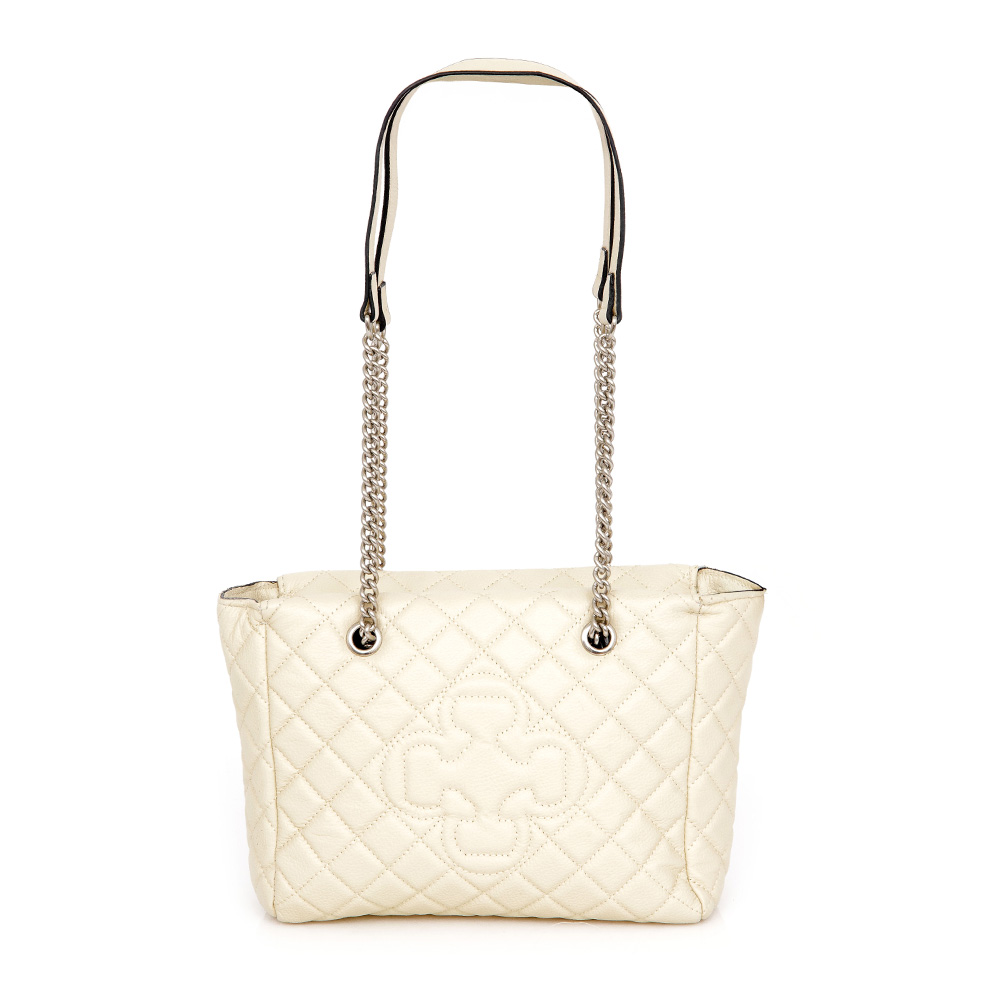 BOLSA MÉDIA COURO BEGE RAFIA MATELASSÊ image number 0