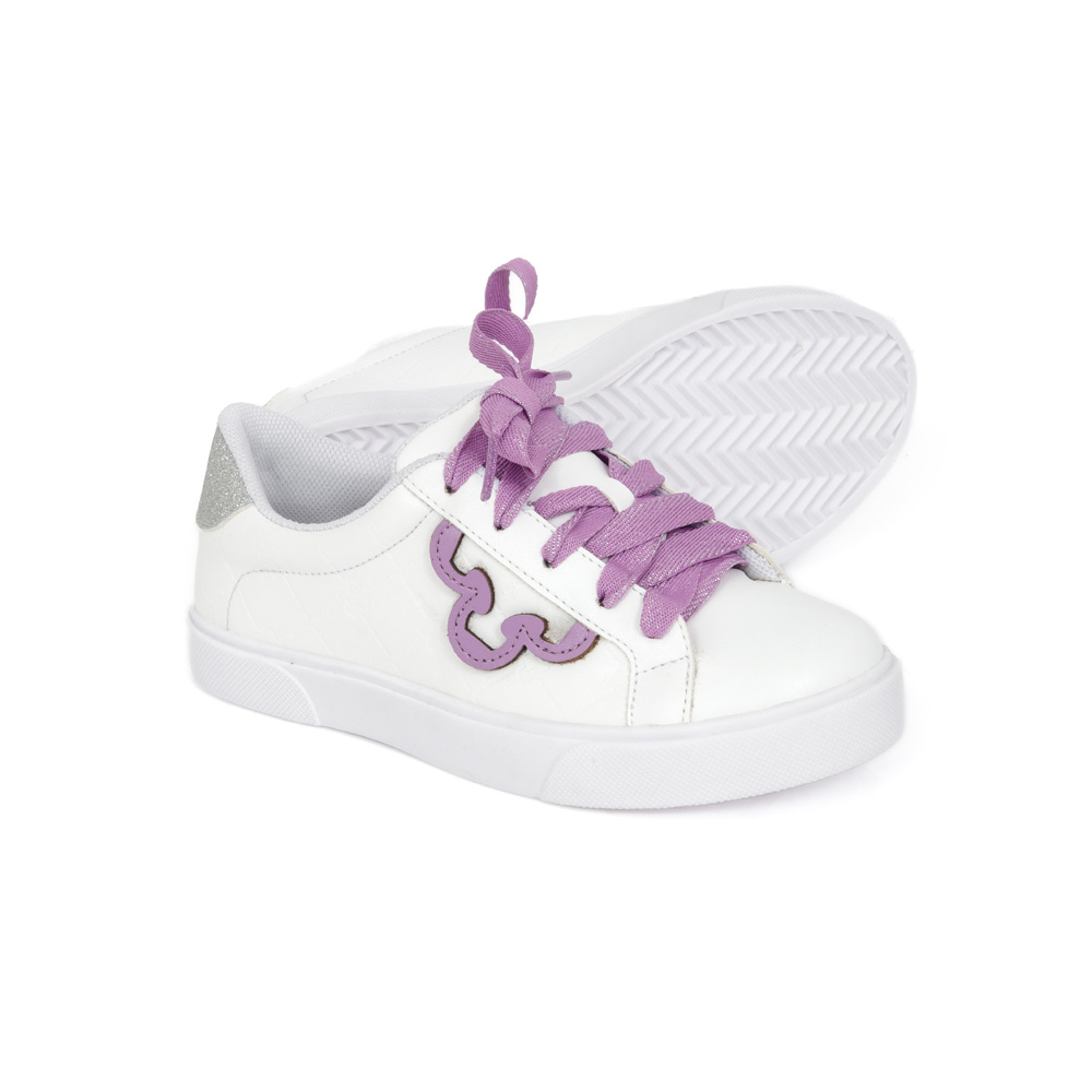 T&Ecirc;NIS INFANTIL BRANCO E LIL&Aacute;S MONOGRAMA AMARRA&Ccedil;&Atilde;O image number 3