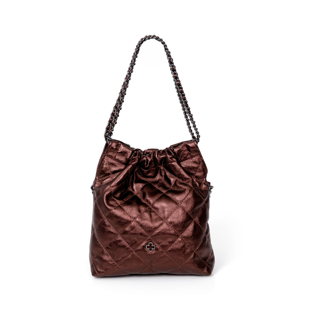BOLSA SHOULDER BAG MARROM TOBACCO DE COURO MATELASS&Ecirc; image number 0