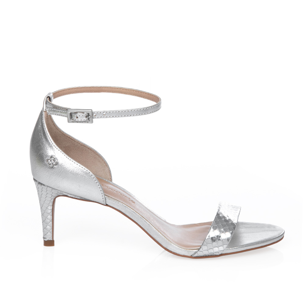 SANDÁLIA SALTO ALTO PRATA METALIZADA DE COURO PITONE image number 0