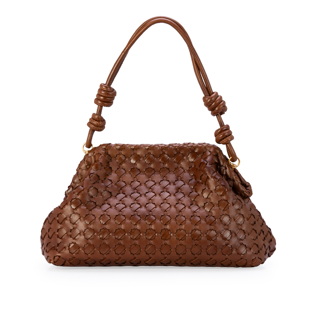 BOLSA M&Eacute;DIA MARROM DE COURO TRESS&Ecirc; CLUTCH image number 2