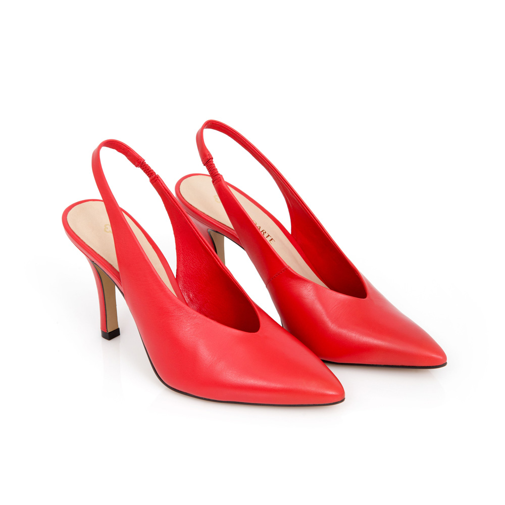 SCARPIN SLINGBACK SALTO ALTO DE COURO VERMELHO RUBI image number 1