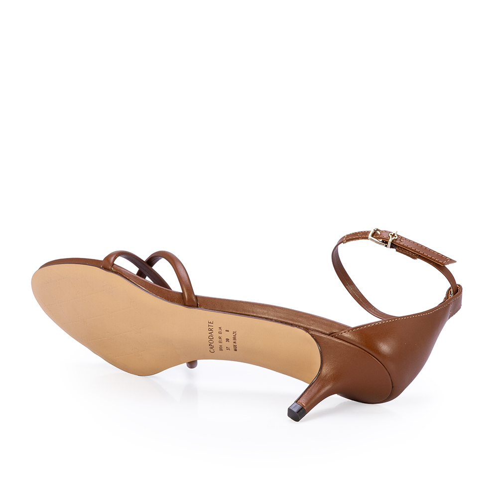 SAND&Aacute;LIA SALTO KITTEN MARROM COURO TIRAS CRUZADAS image number 3