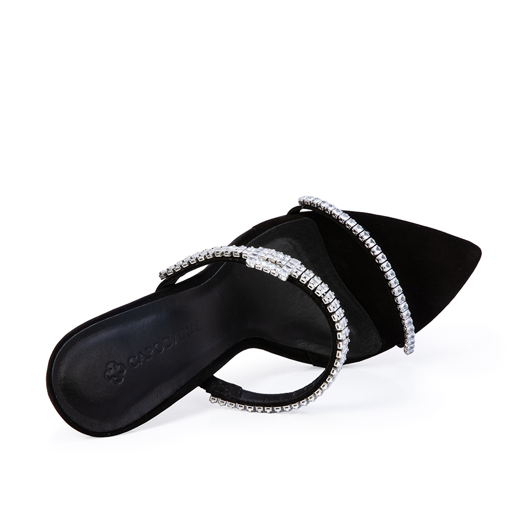 MULE SALTO ALTO PRETA COURO NOBUCK PEDRARIAS image number 4