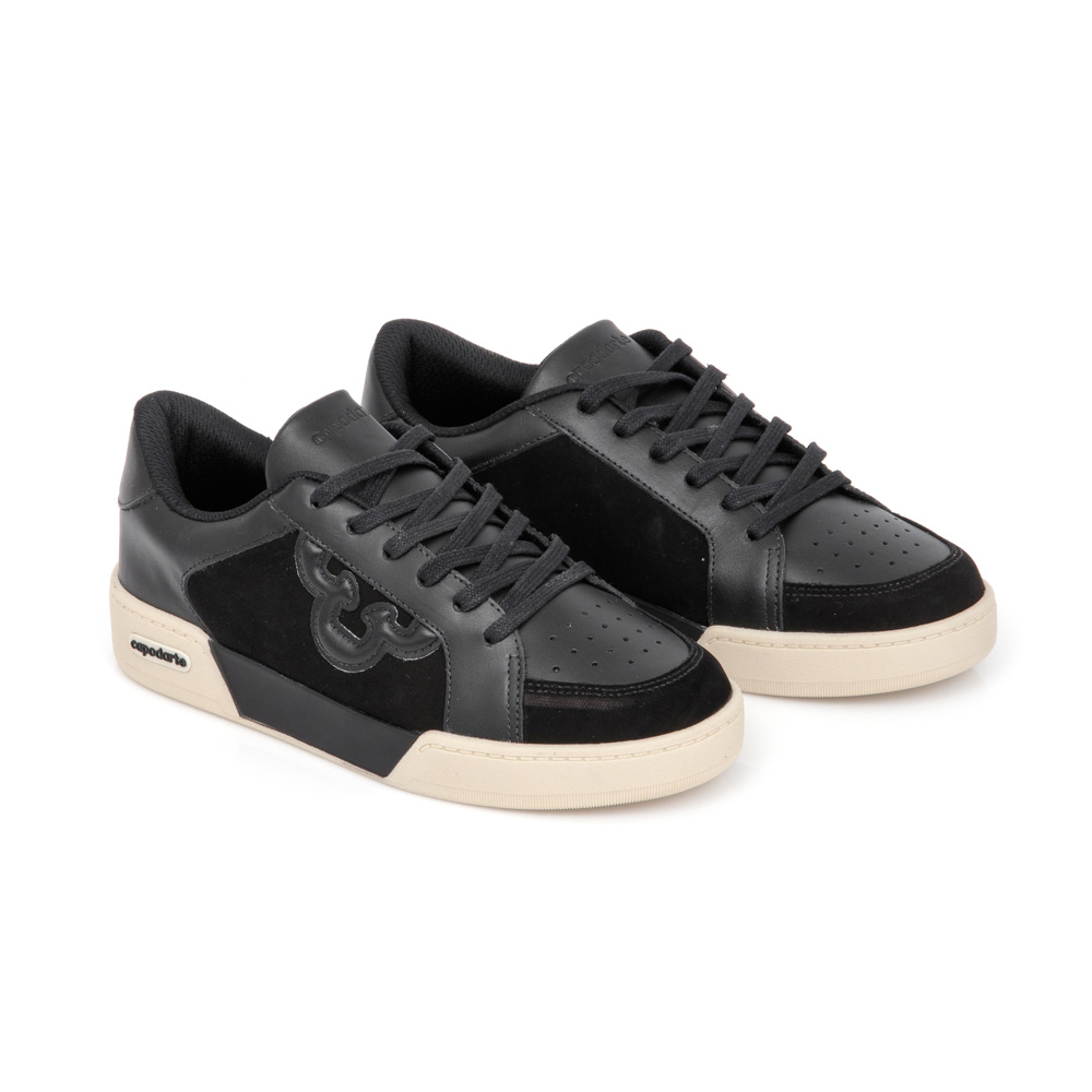 TÊNIS FEMININO AMARRAÇÃO PRETO COURO NOBUCK image number 1