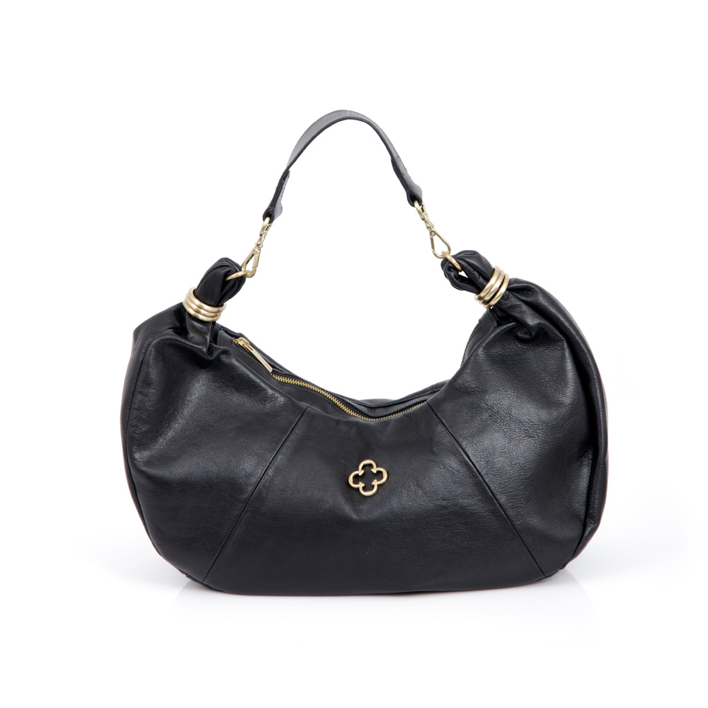 BOLSA PRETA HOBO DE COURO image number 0