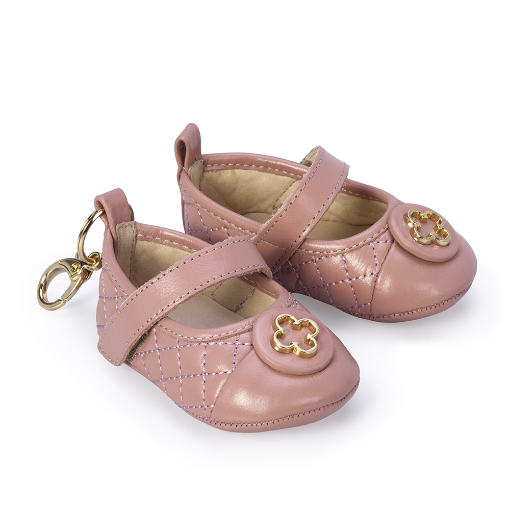 SAPATILHA BEBÊ COURO ROSÊ MATELASSÊ VELCRO image number 1