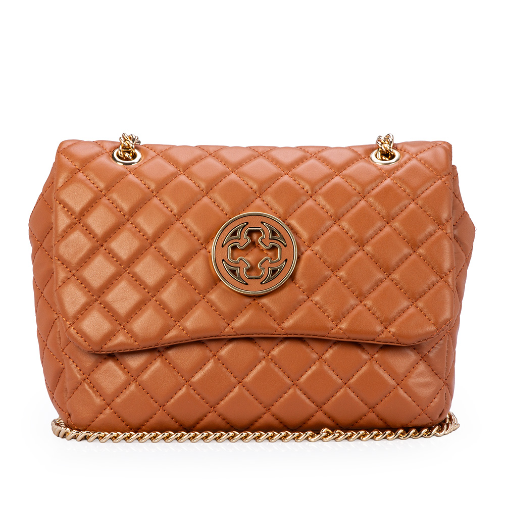 BOLSA OL&Iacute;VIA SHOULDER BAG CARAMELO DE COURO MATELASS&Ecirc; image number 3