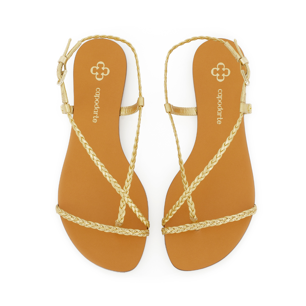 SANDÁLIA RASTEIRA DOURADA COURO TRANÇADA image number 4