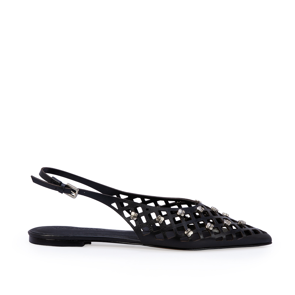 SAPATILHA SLINGBACK PRETA DE COURO image number 0