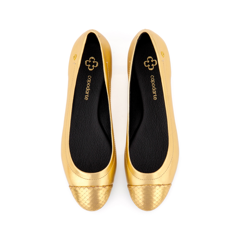 SAPATILHA DOURADA BICO REDONDO PITONE image number 4