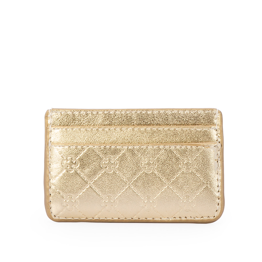 PORTA CART&Atilde;O DE COURO DOURADO MONOGRAMA image number 2