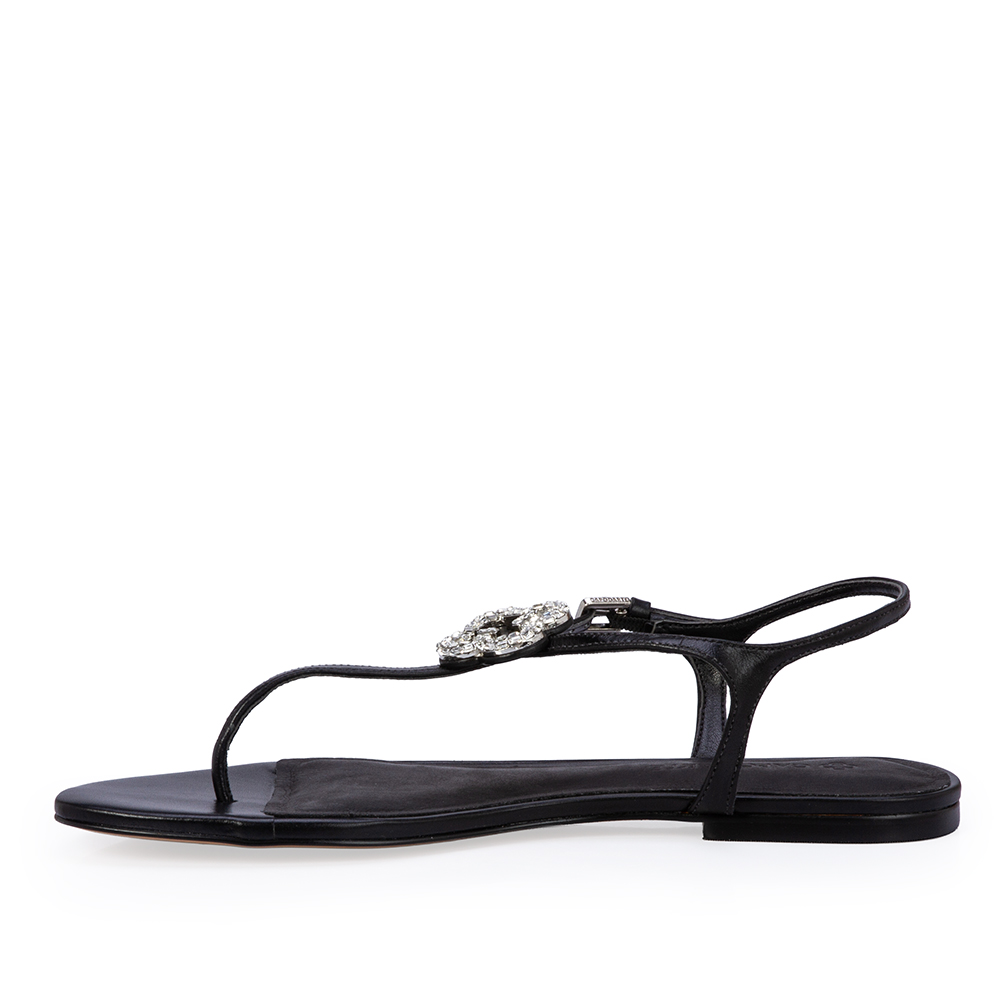 SAND&Aacute;LIA RASTEIRA PRETA DE COURO PEDRARIAS image number 2