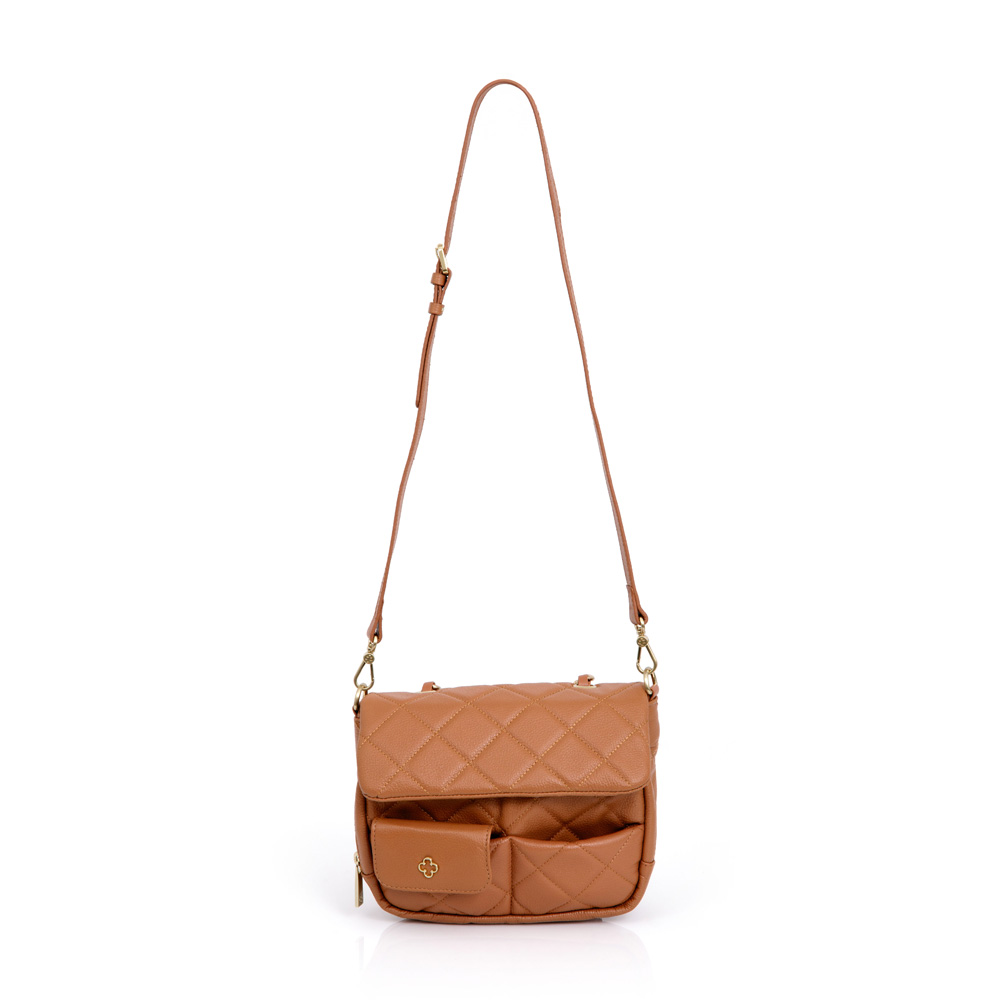 BOLSA TIRACOLO CARAMELO DE COURO MATELASS&Ecirc; image number 3