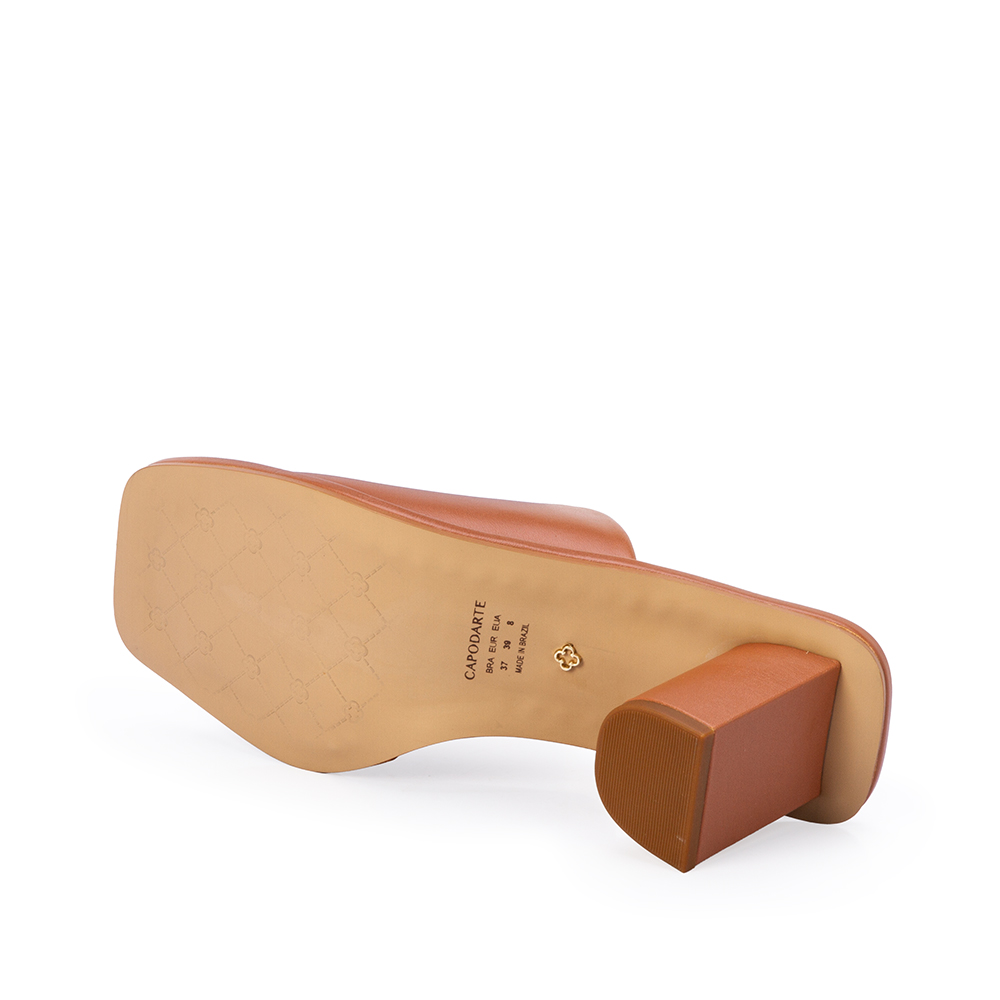 MULE CARAMELO SALTO BAIXO DE COURO image number 3