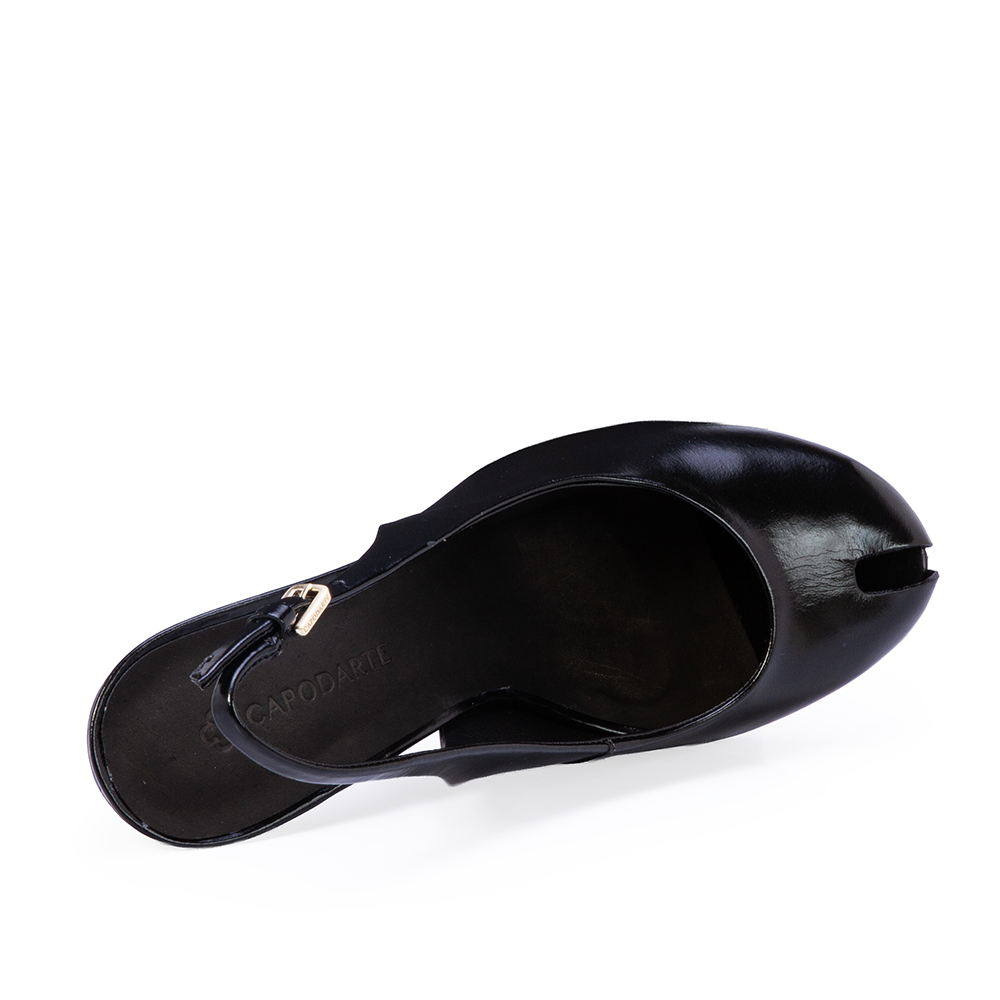 PEEP TOE COURO PRETO SLINGBACK image number 4