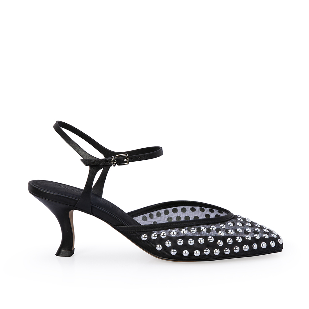 SCARPIN SALTO MÉDIO TELA PRETO image number 0