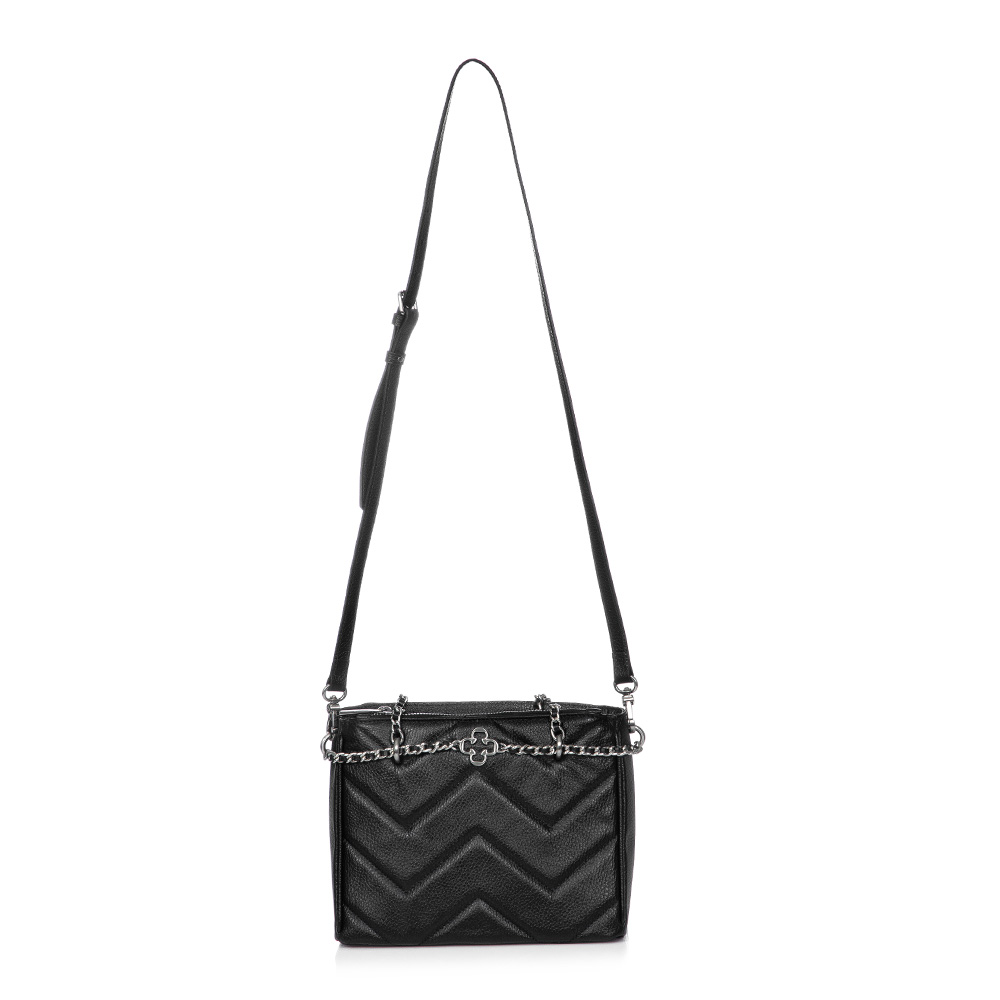 BOLSA PRETA M&Eacute;DIA DE COURO TOTE image number 3