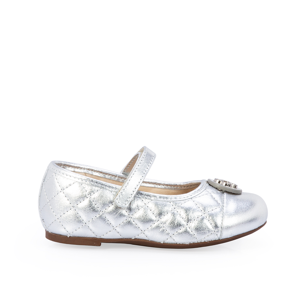 SAPATILHA BEB&Ecirc; DE COURO PRATA CATHERINE image number 0