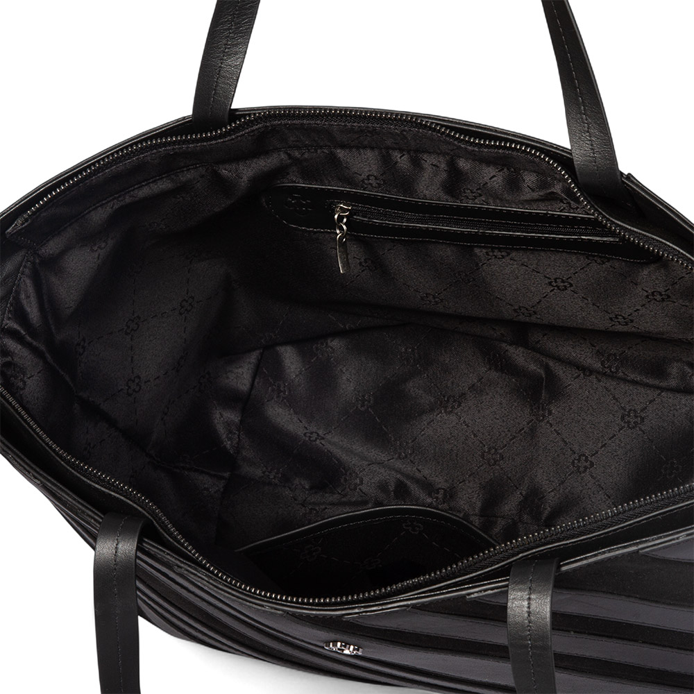 BOLSA GRANDE PRETA DE COURO SUEDE SHOPPER image number 4