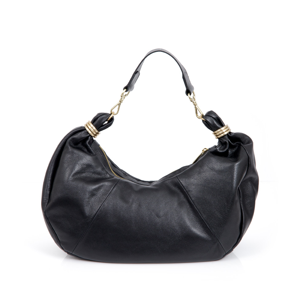BOLSA PRETA HOBO DE COURO image number 2