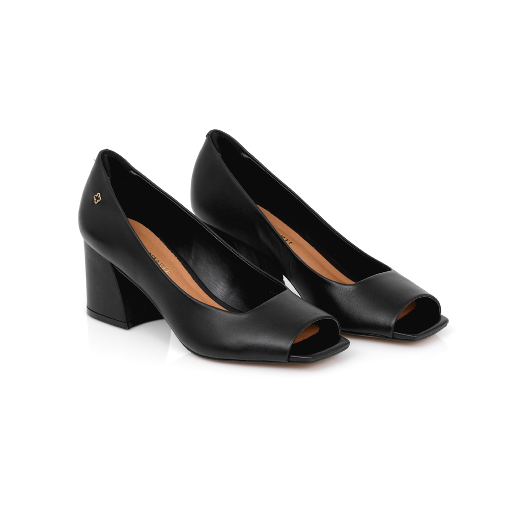 SAPATO PEEP TOE CAPODARTE COURO PRETO Capodarte