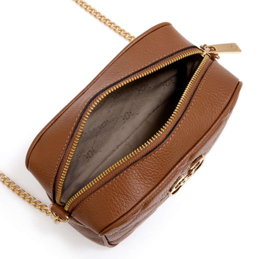 BOLSA SHOULDER BAG MARROM DE COURO ALÇA CORRENTE image number 4