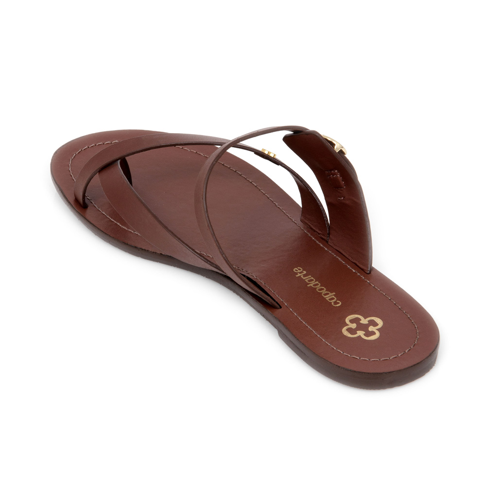CHINELO RASTEIRA MARROM DE COURO TIRAS image number 2