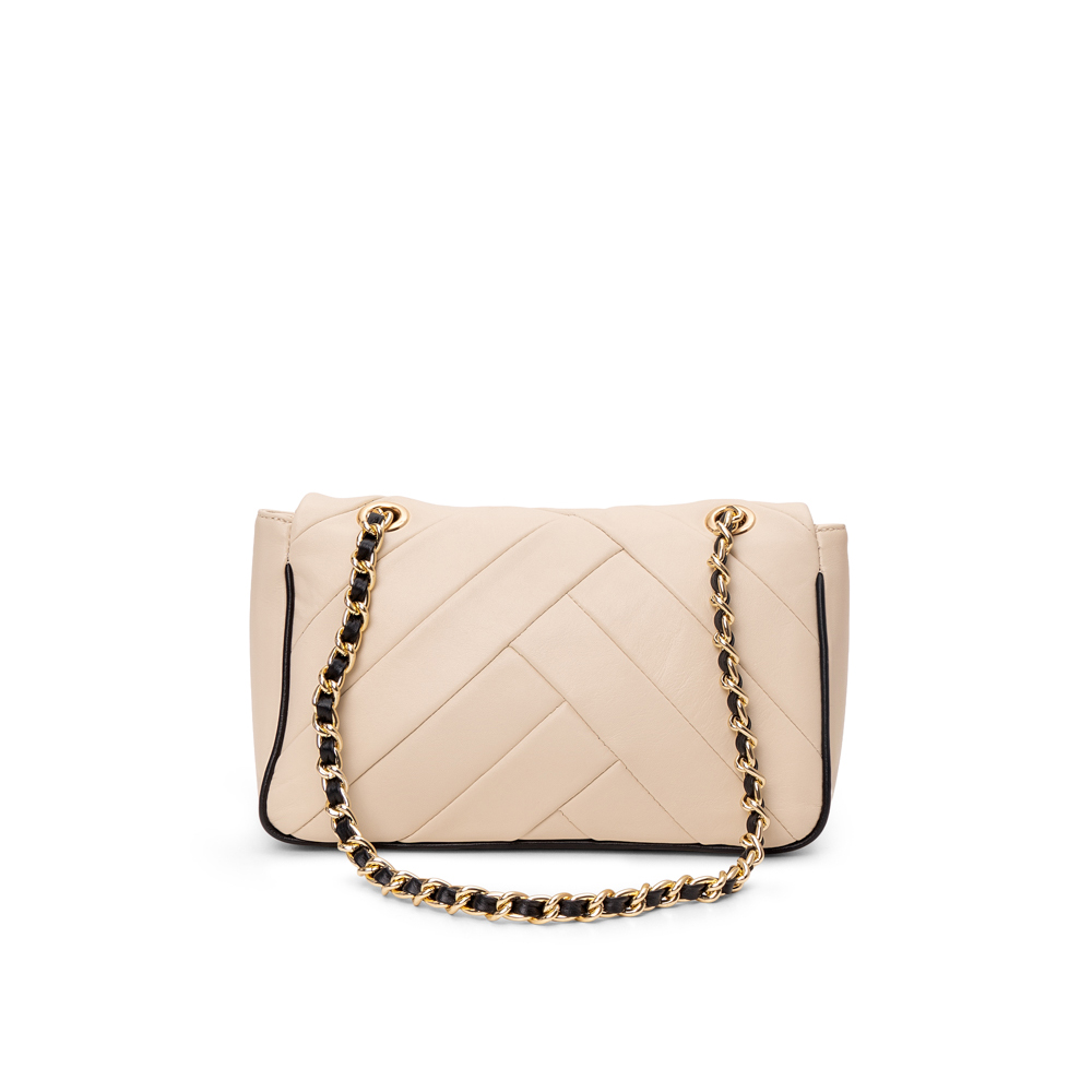 BOLSA PEQUENA BEGE VANILLA E PRETA DE COURO MATELASS&Ecirc; image number 2