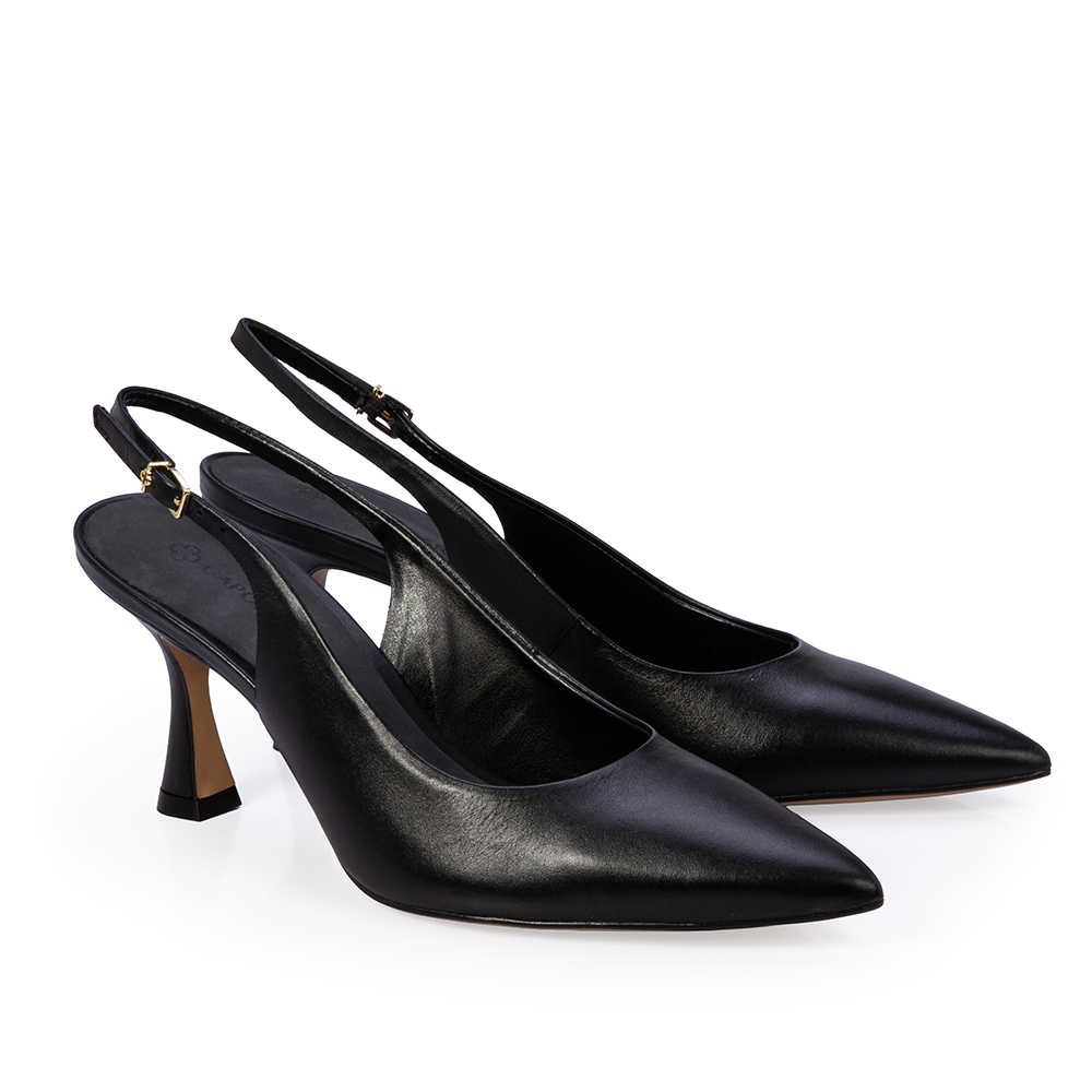SCARPIN SLINGBACK PRETO DE COURO image number 1