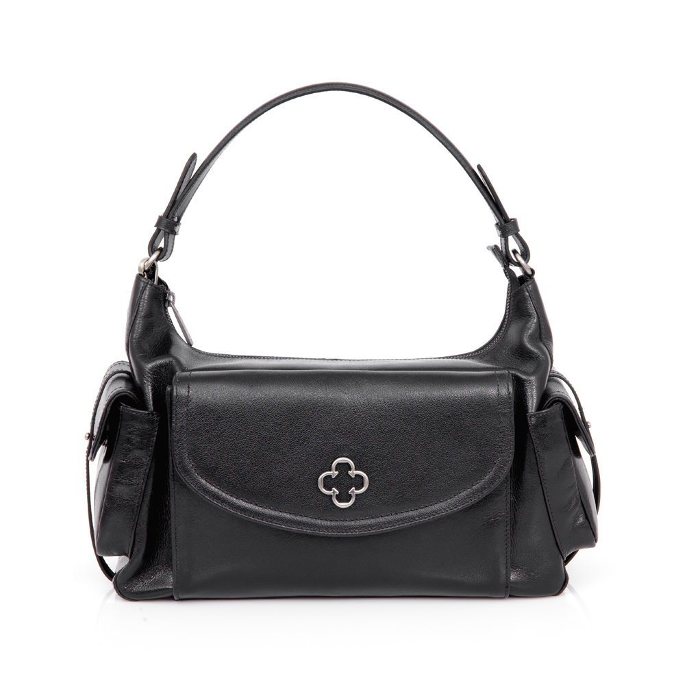 BOLSA MÉDIA PRETA DE COURO TOTE image number 0