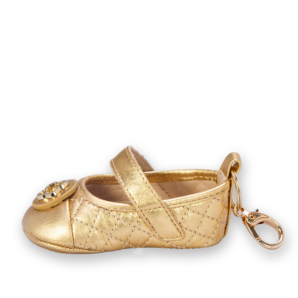 SAPATILHA RN DOURADA DE COURO MATELASSÊ COM VELCRO image number 2