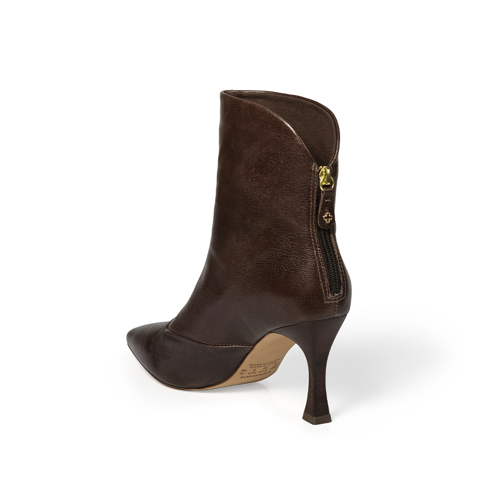 BOTA SALTO ALTO MARROM TOBACCO DE COURO image number 3