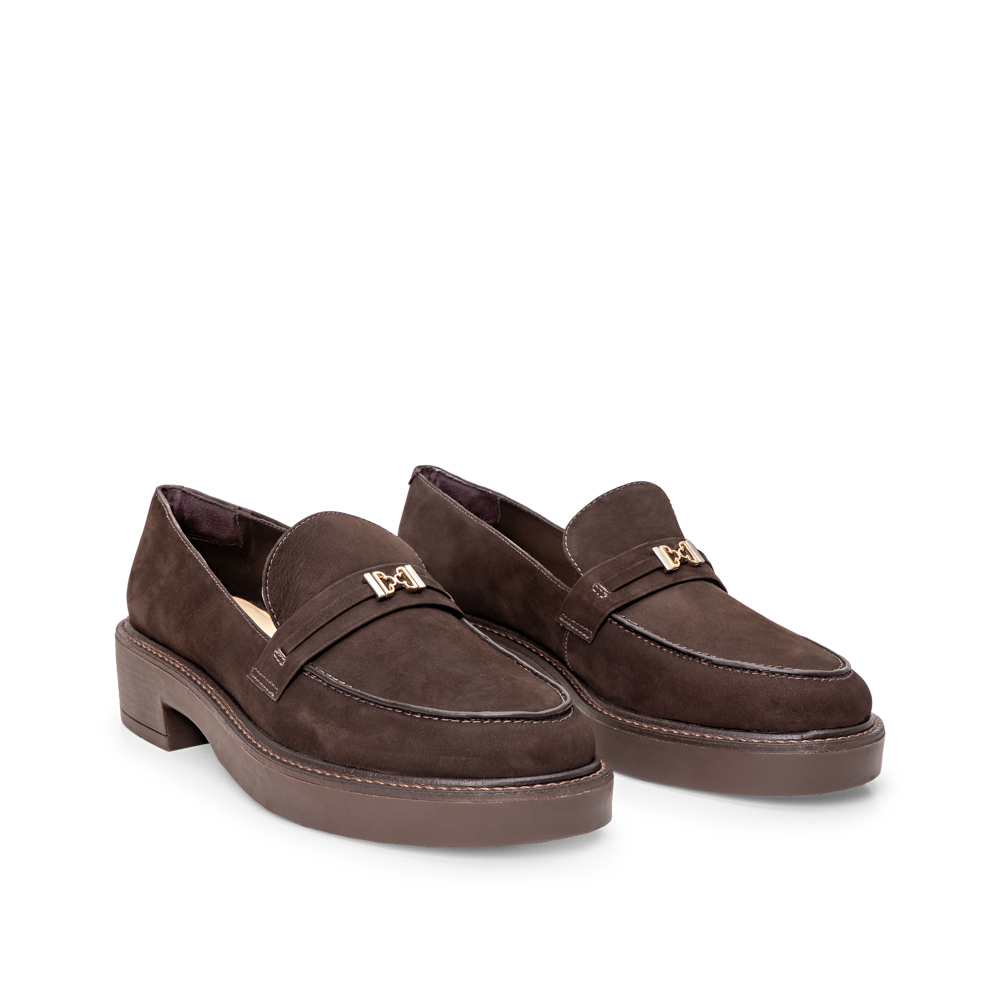 LOAFER MOCASSIM COURO NOBUCK MARROM image number 1