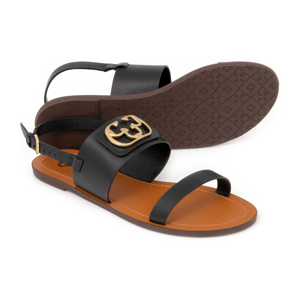 SAND&Aacute;LIA RASTEIRA PRETA COURO image number 3