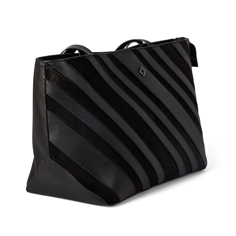 BOLSA GRANDE PRETA DE COURO SUEDE SHOPPER image number 2