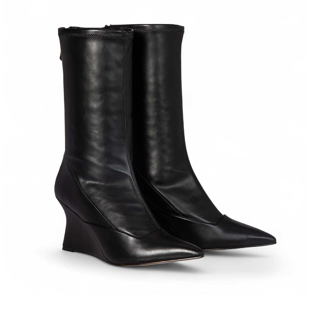 BOTA CANO LONGO PRETA STRETCH SALTO ANABELA image number 1