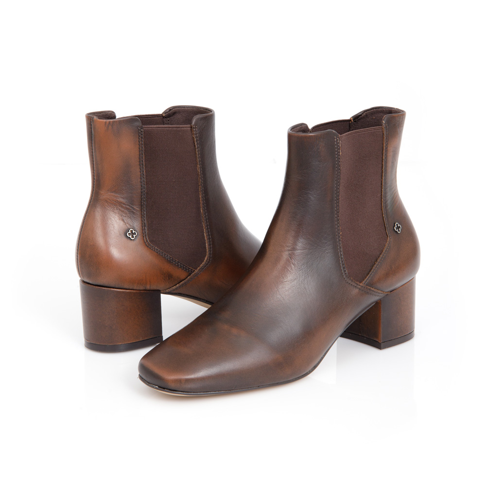 BOTA CANO CURTO MARROM DE COURO image number 4