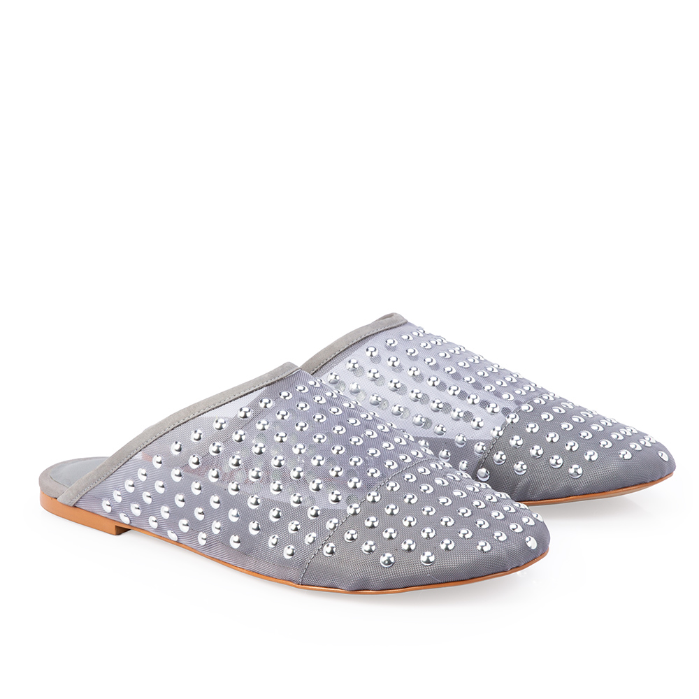 MULE CINZA CARBONO TELA NOBUCK TACHAS image number 1