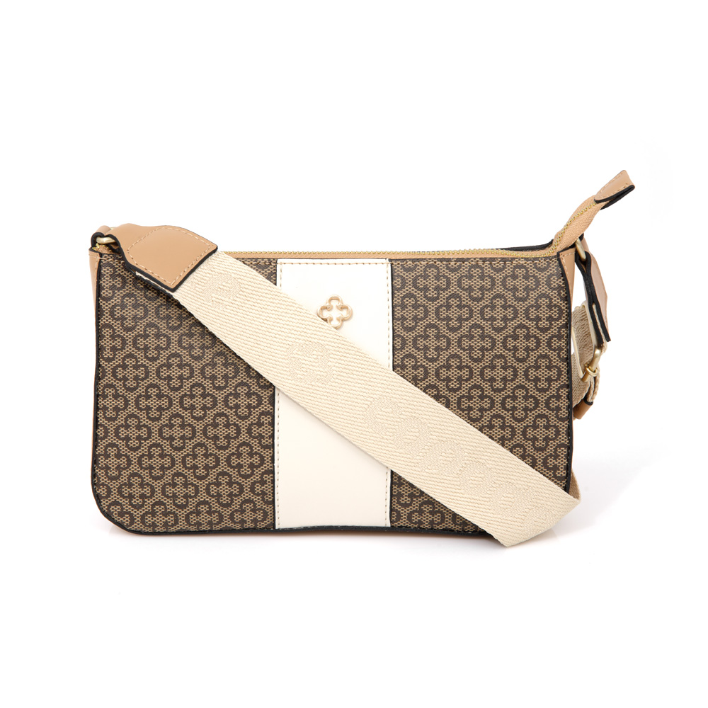 BOLSA PEQUENA BEGE RÁFIA MONOGRAMA SHOULDER BAG image number 0